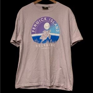 Vintage Fenwick Island Delaware Tee Shirt Slow And Easy Sea Turtle Sunset